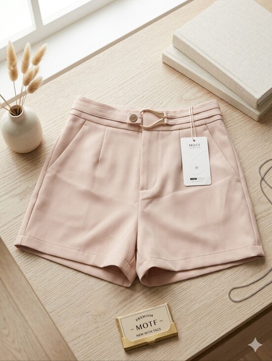 MOTF Pants - MOTF Shorts Cream High-Waist Belted with Gold Ring NWT Size S